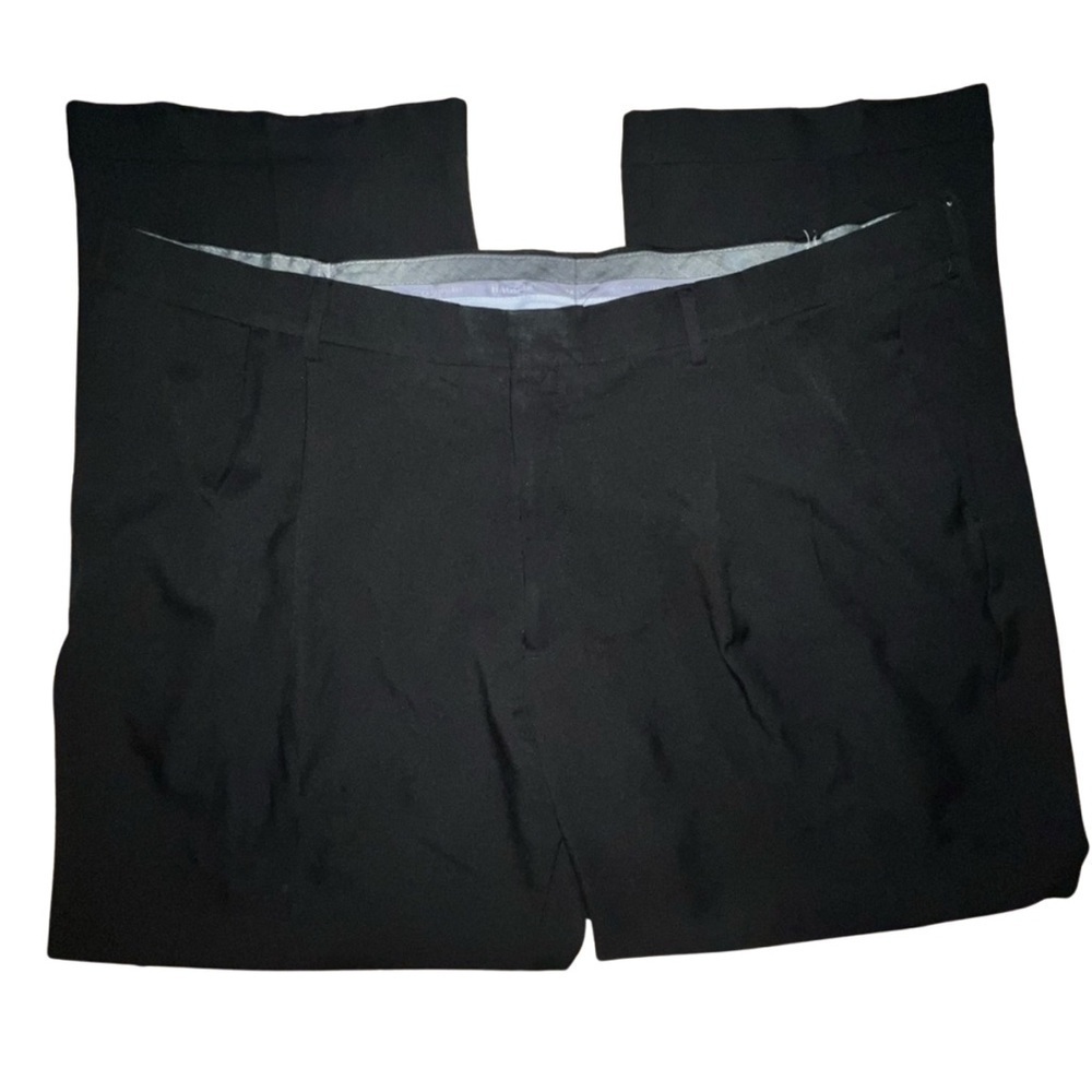 Haggar Premium Comfort Dress Pants 44x30 Black Polyester Blend Men’s